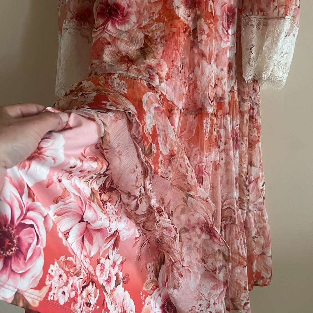 NWT Johnny Was Yours Truly Silk Floral Mini Dress Size M 2PC - Picture 9 of 15
